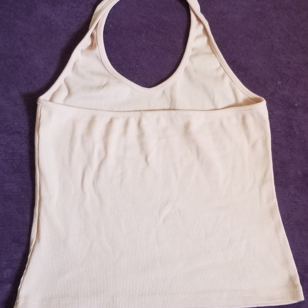 Pink Rib-Knit Crop Halter Top - Picture 3 of 3